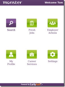 Powered by EarlySail Monster Jobs Mobile App