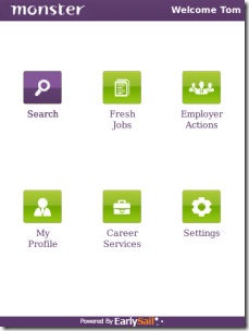 Powered by EarlySail Monster Jobs Mobile App